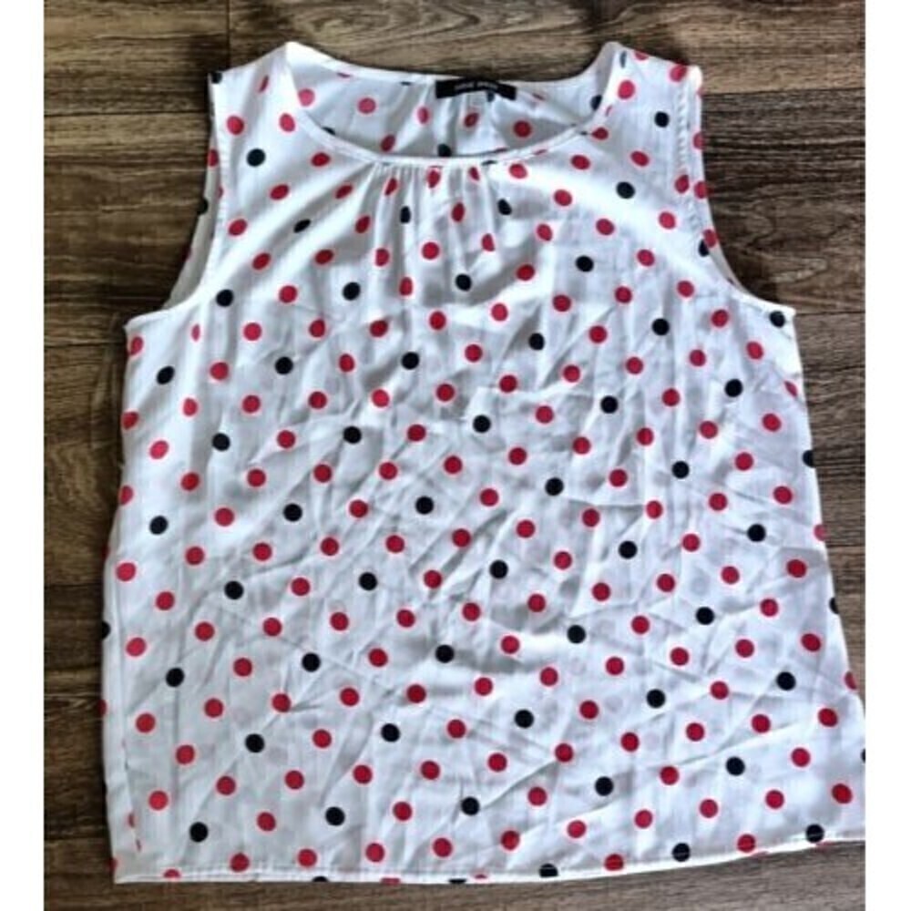 Nine West Sleeveless Top Size Small Multi-Colored Polka Dot Shell Blouse